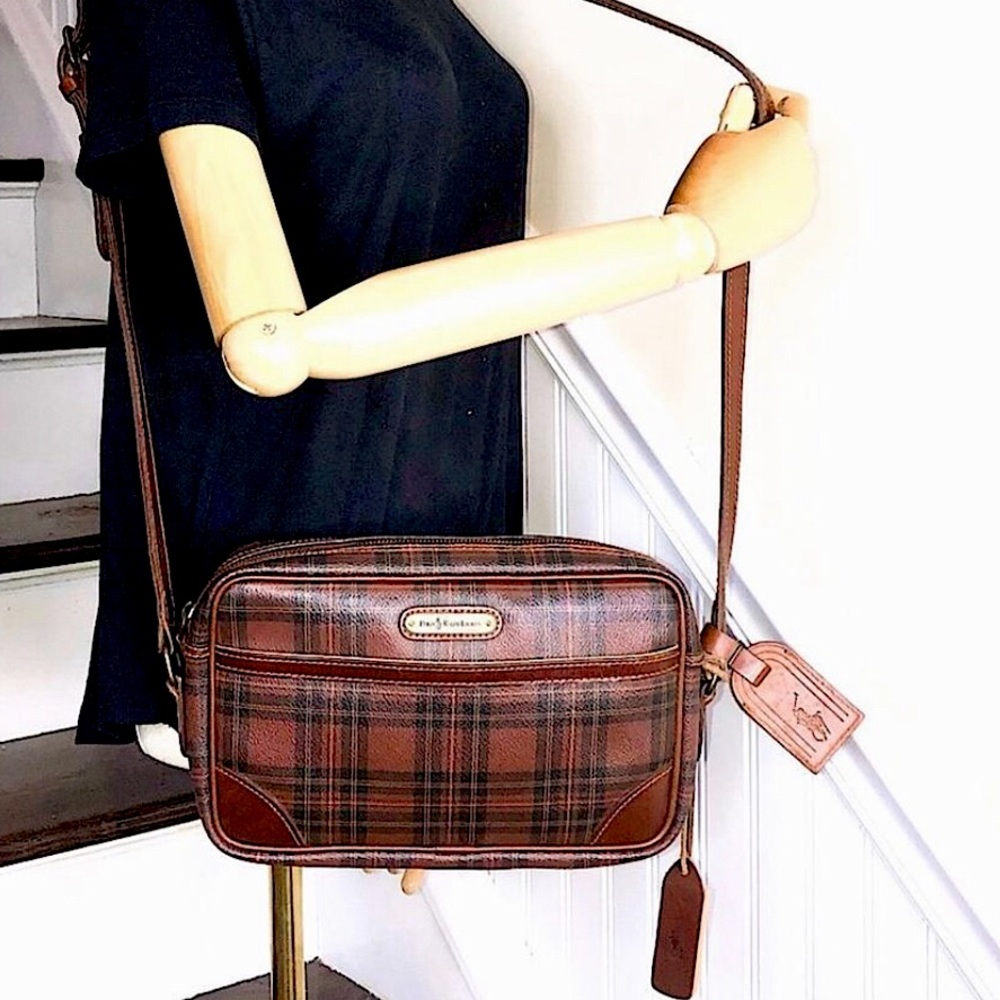 RALPH LAUREN Tartan Plaid Crossbody Messenger Shoulder Bag Adjustable Strap